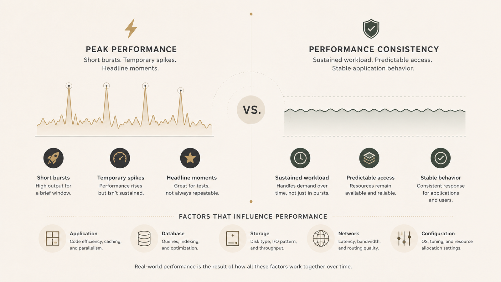 Peak server performance versus sustained performance consistency