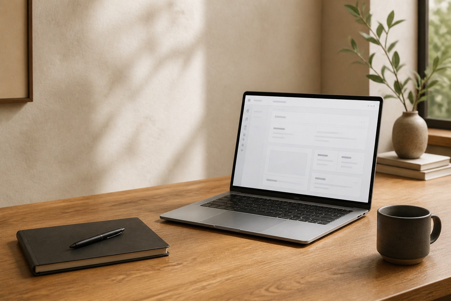 AI illustration of a laptop and notebook