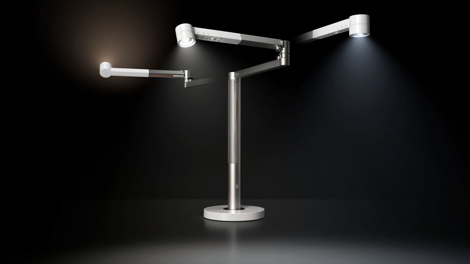 Dyson Solarcycle Morph CD06 showing arm, head, and stem rotation with documented color-temperature range
