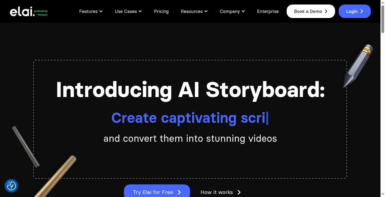 Elai.io AI storyboard create workflow