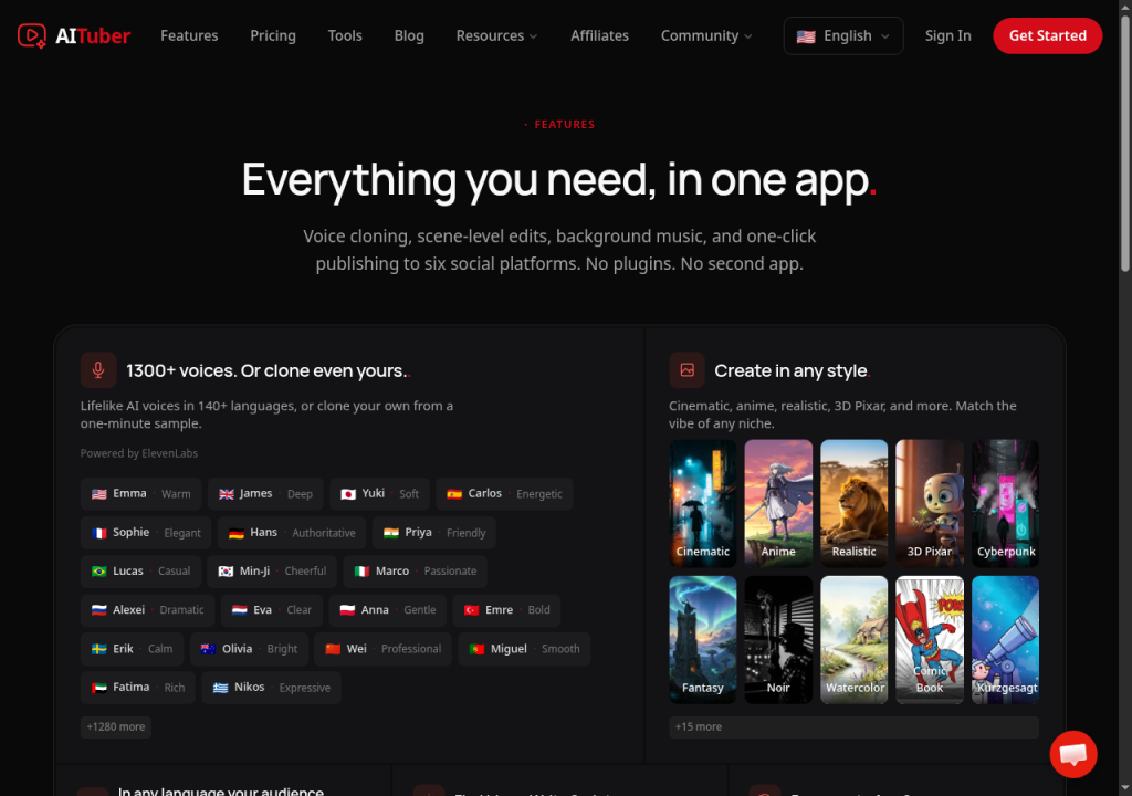 AI Tuber official features overview for AI video creation
