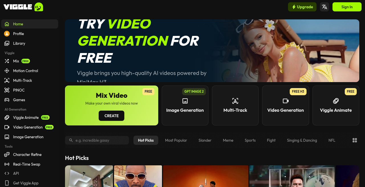 Viggle template browser and meme maker interface