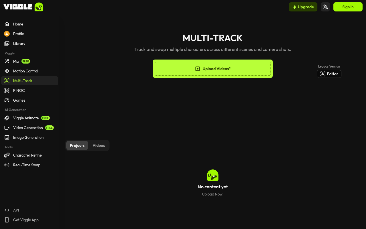 Viggle Multi-Track editing interface