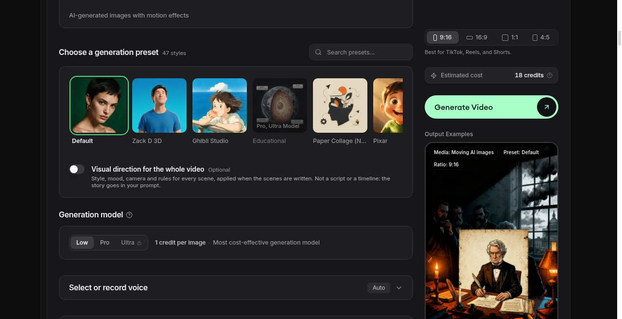 Revid AI voice and caption options