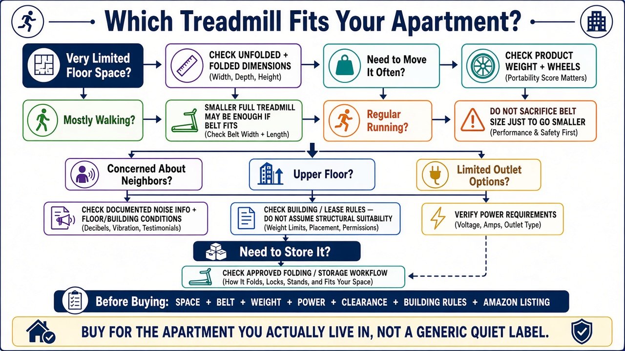 Decision infographic: which treadmill fits your apartment