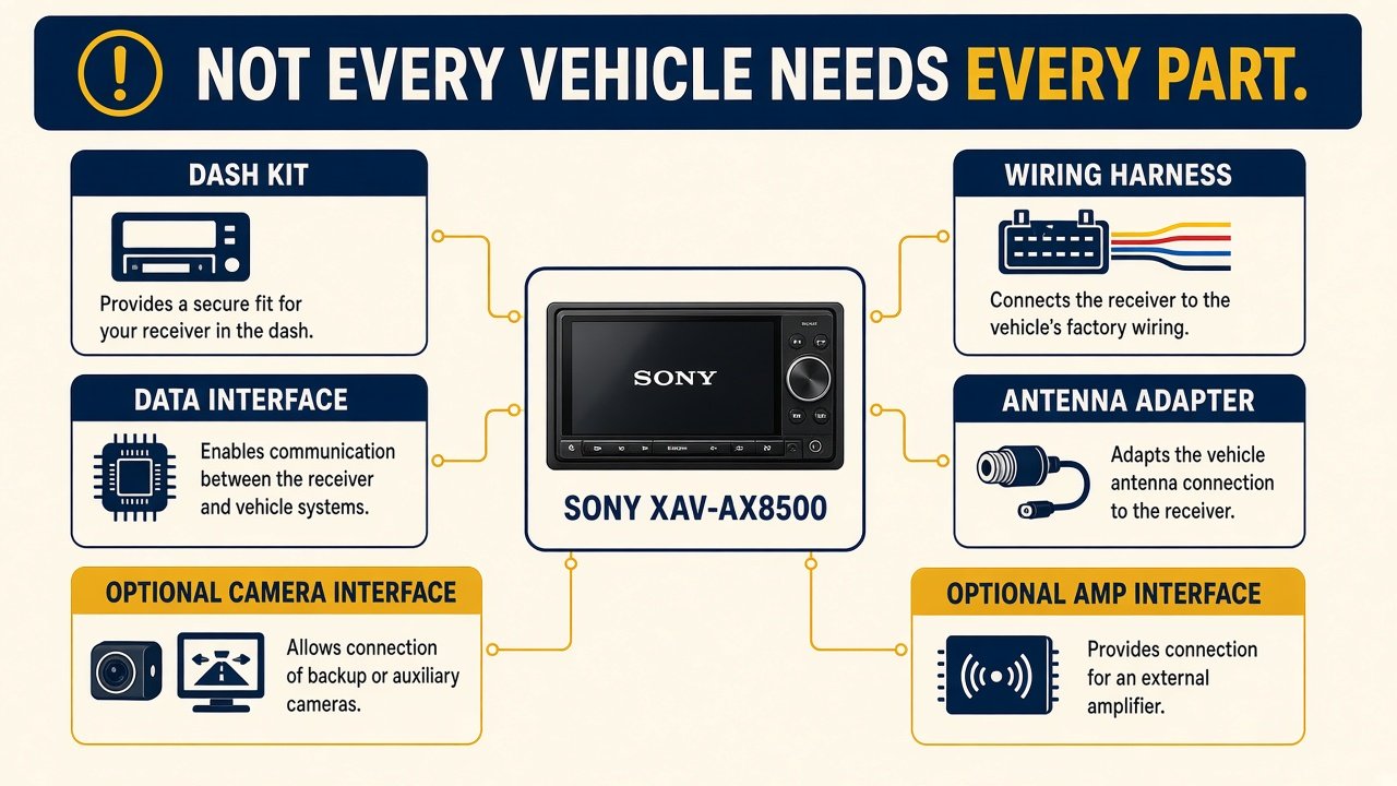 XAV-AX8500 plus dash kit harness data interface and optional adapters