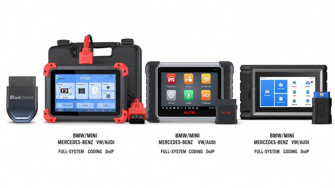 Four Amazon-gated scanners: BlueDriver, Autel MK808BT PRO, XTOOL D7, XTOOL D7S