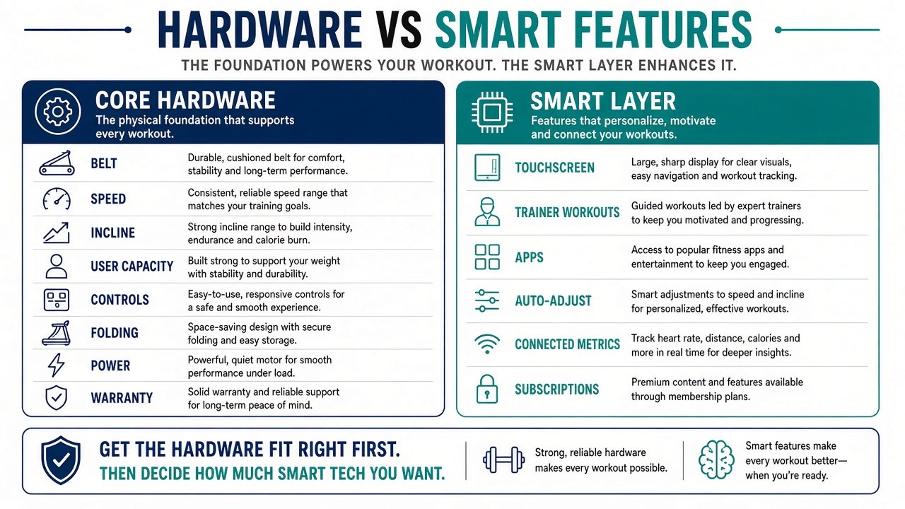 Graphic separating core treadmill hardware from the smart software layer