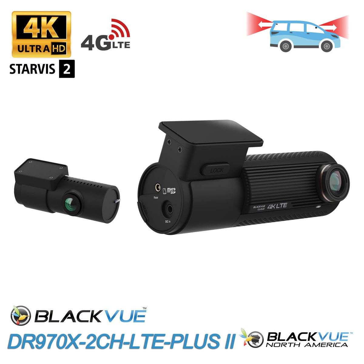 BlackVue DR970X-2CH LTE Plus II front and rear cameras