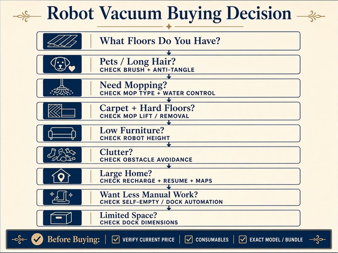 Robot vacuum buying decision flowchart