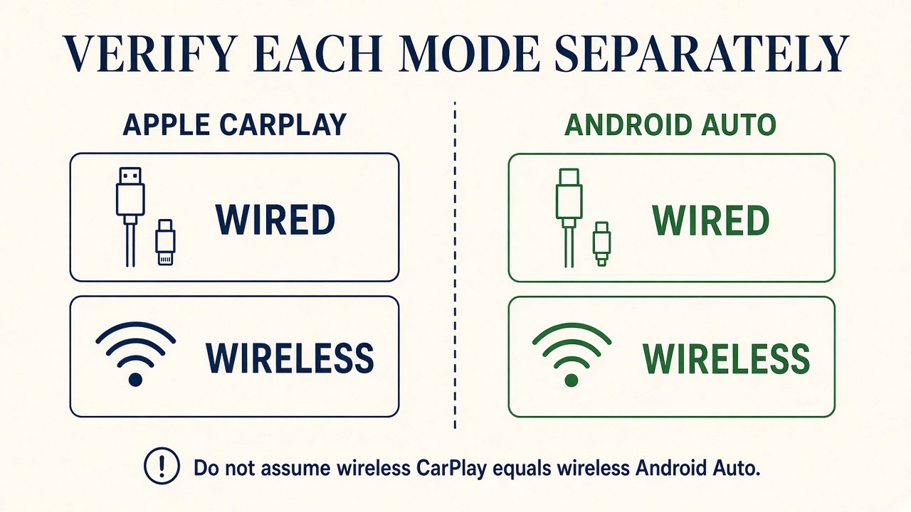 Apple CarPlay wired and wireless versus Android Auto wired and wireless