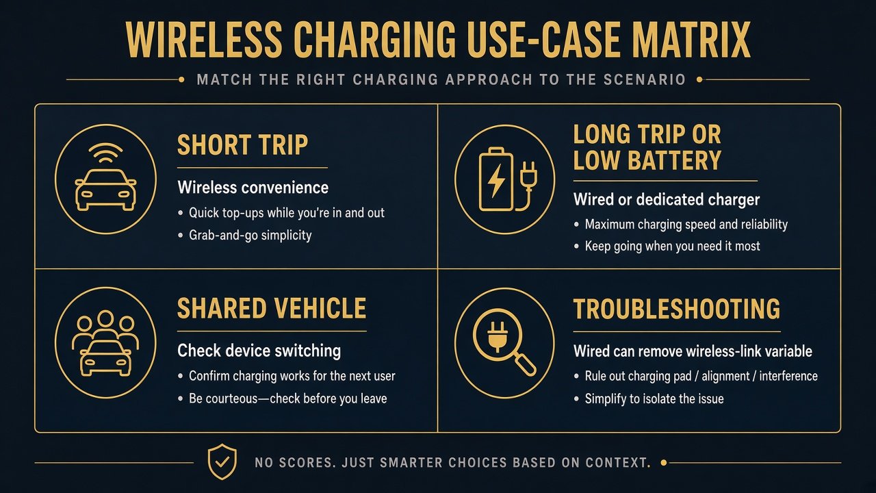 Short trip wireless, long trip charging, shared vehicle, troubleshooting