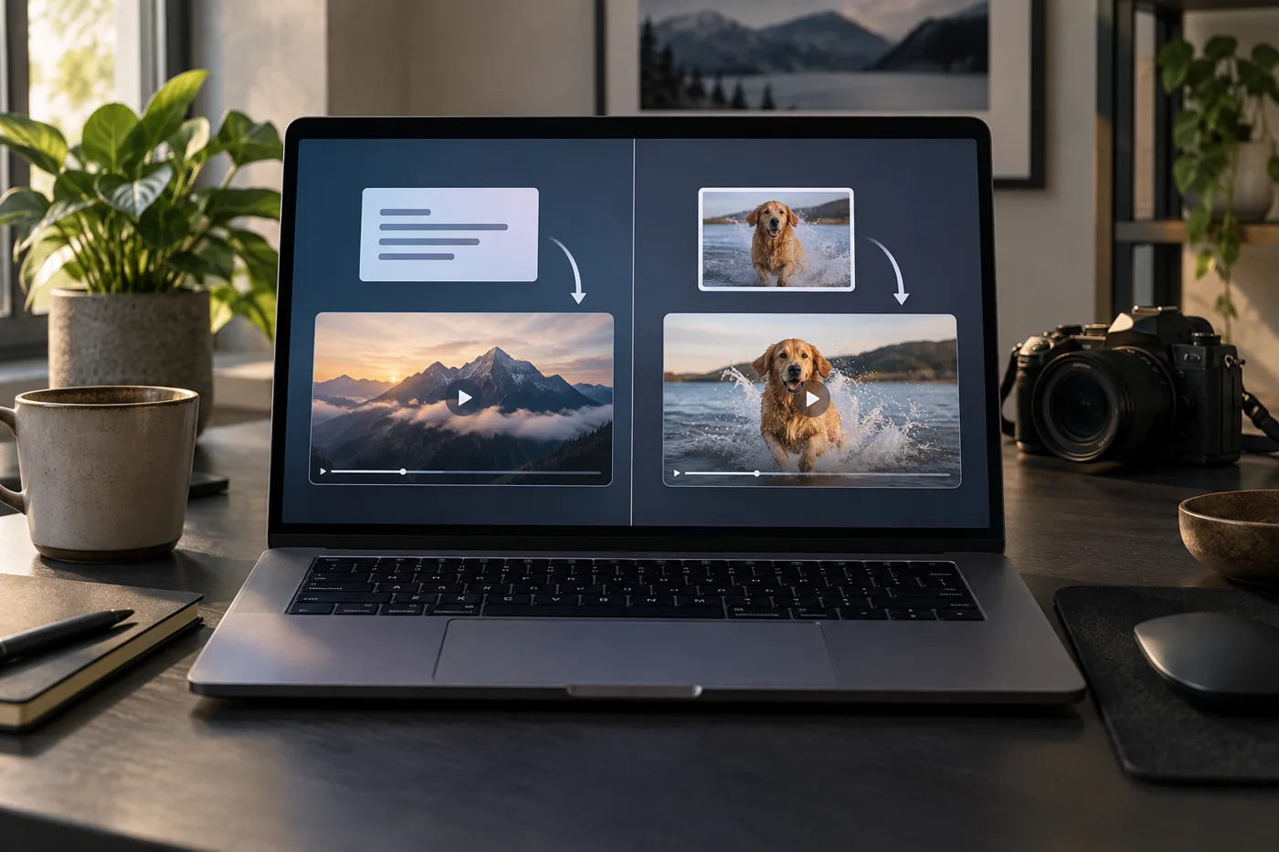 AI Tuber vs Domer AI comparison illustrated by text-to-video and image-to-video planning paths