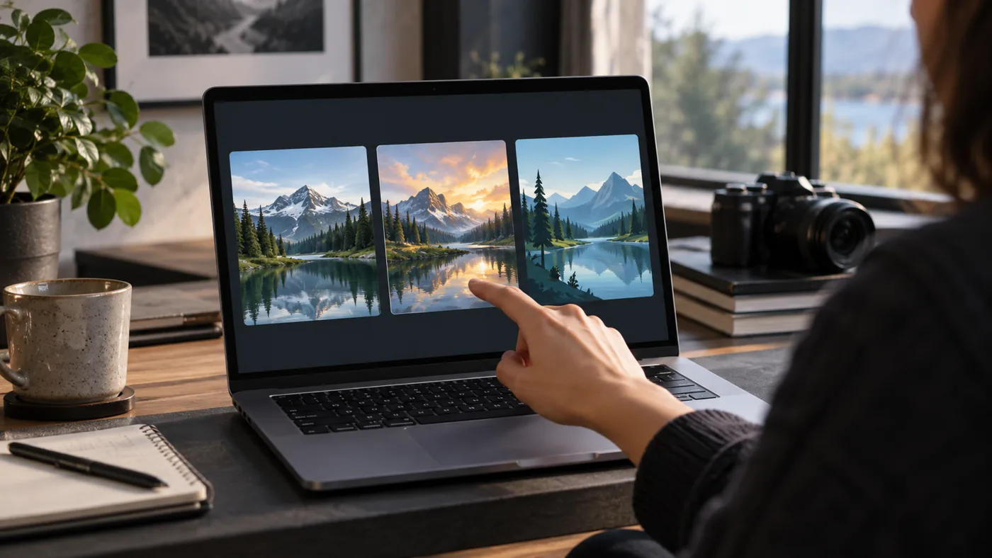 Creator comparing conceptual AI video model outputs before selecting a workflow