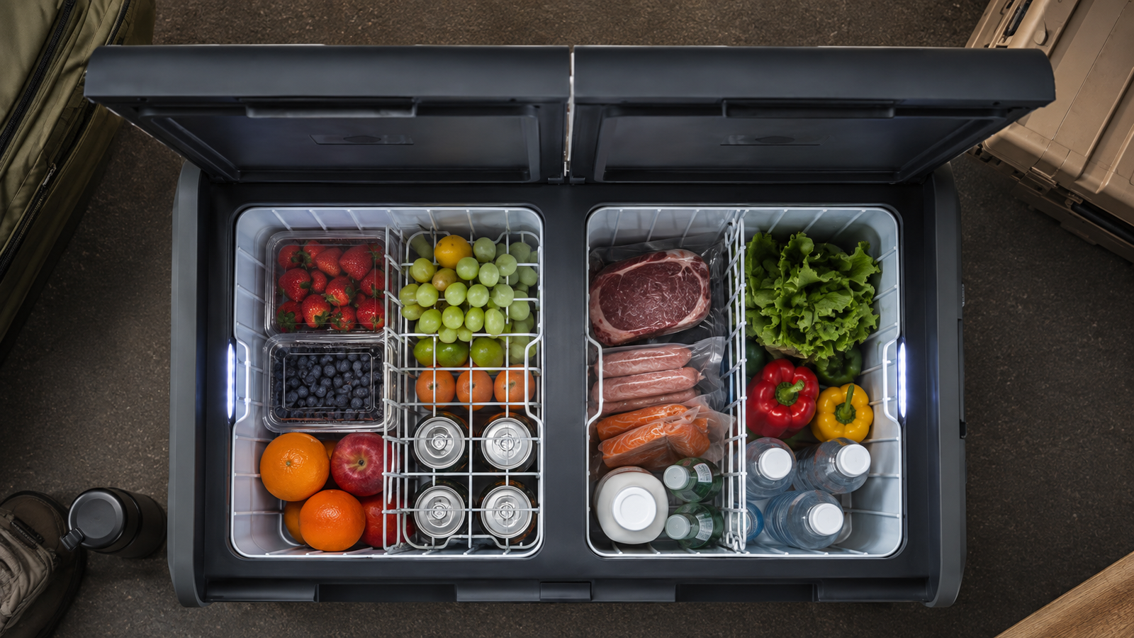 Dometic CFX5 75DZ refrigerator interior with two separate compartments