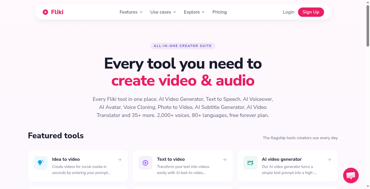 Official Fliki AI features overview