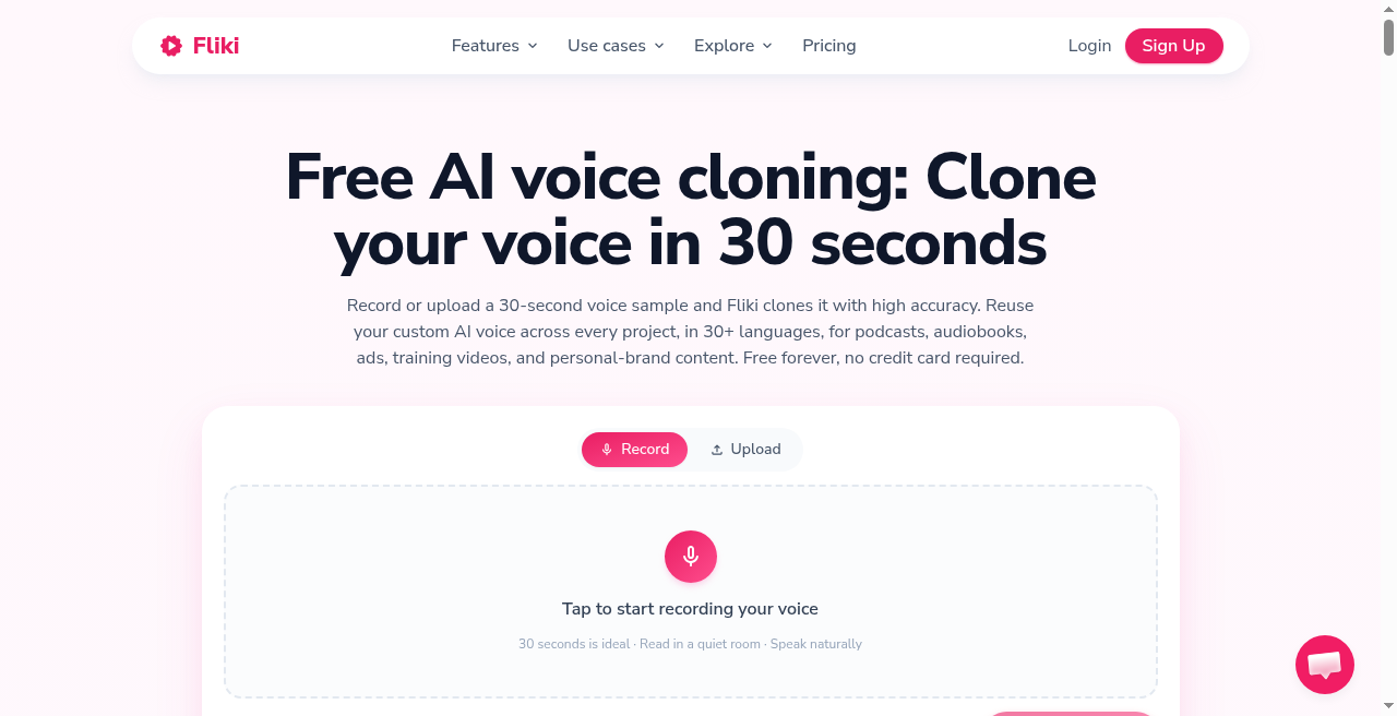 Official Fliki AI voice cloning interface