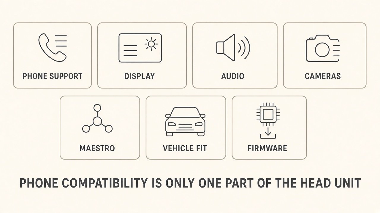 Phone support plus display audio cameras Maestro fit and firmware
