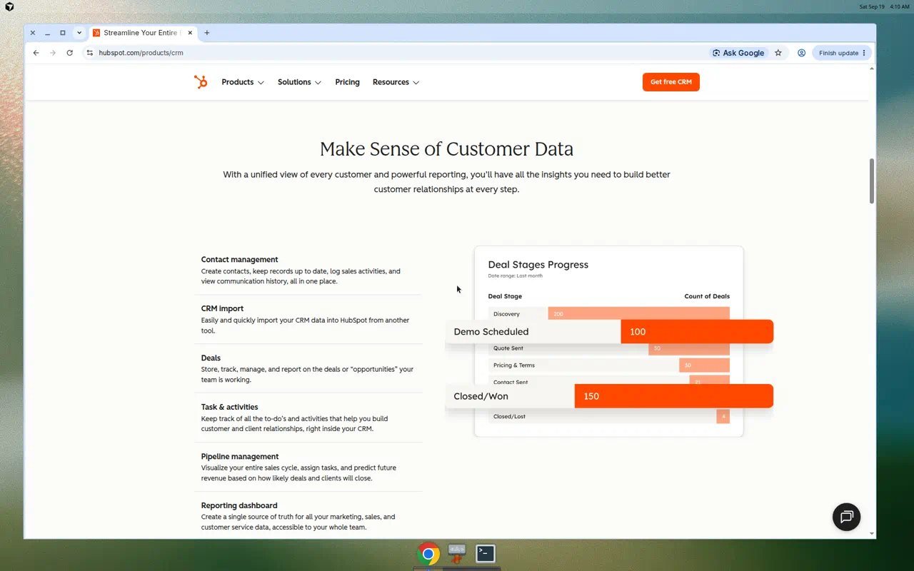 HubSpot official CRM marketing showing deal pipeline visualization