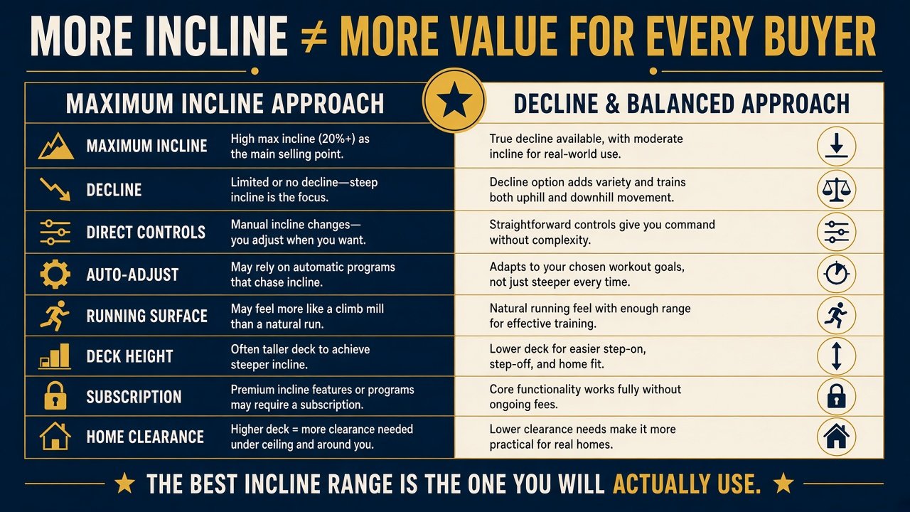 Graphic explaining that more treadmill incline is not more value for every buyer