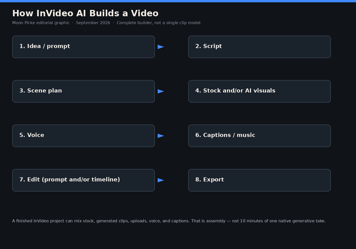 How InVideo AI builds a video from prompt through export