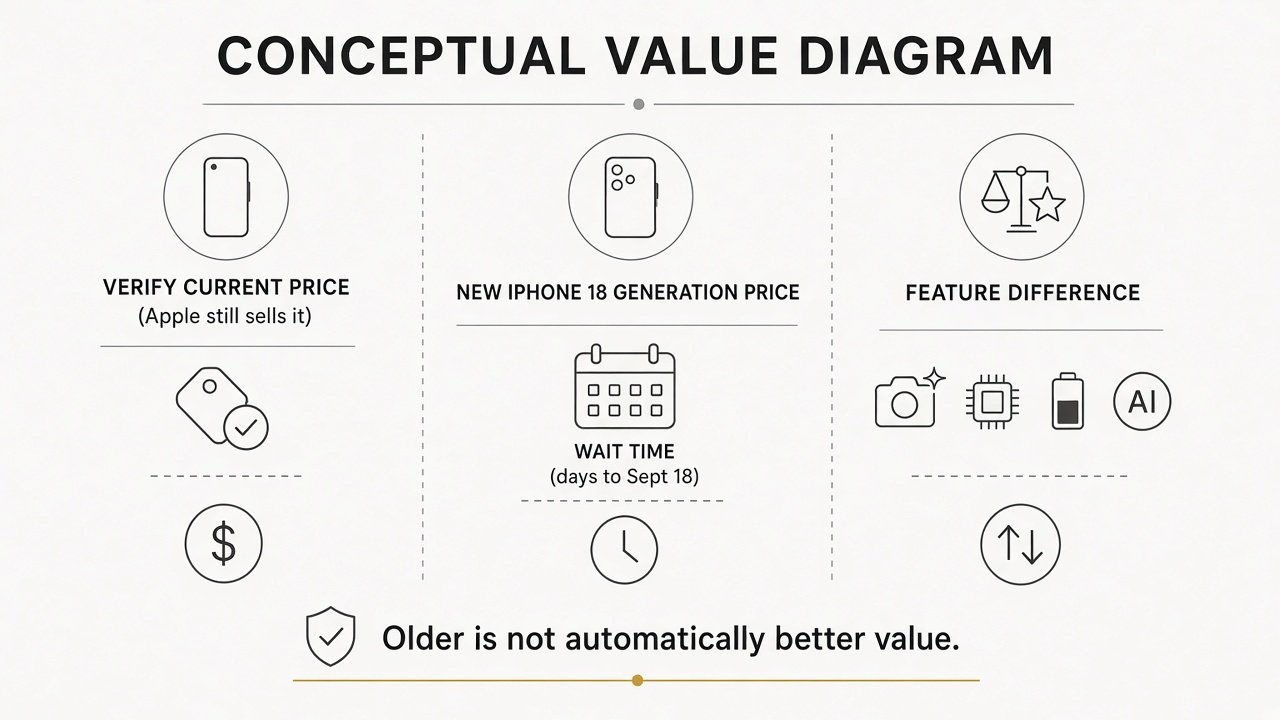 Conceptual comparison of current iPhone 17 price, new iPhone 18 generation price, and feature difference
