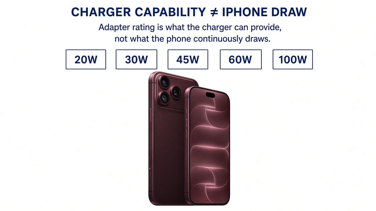 20W 30W 45W 60W 100W charger capability versus iPhone draw