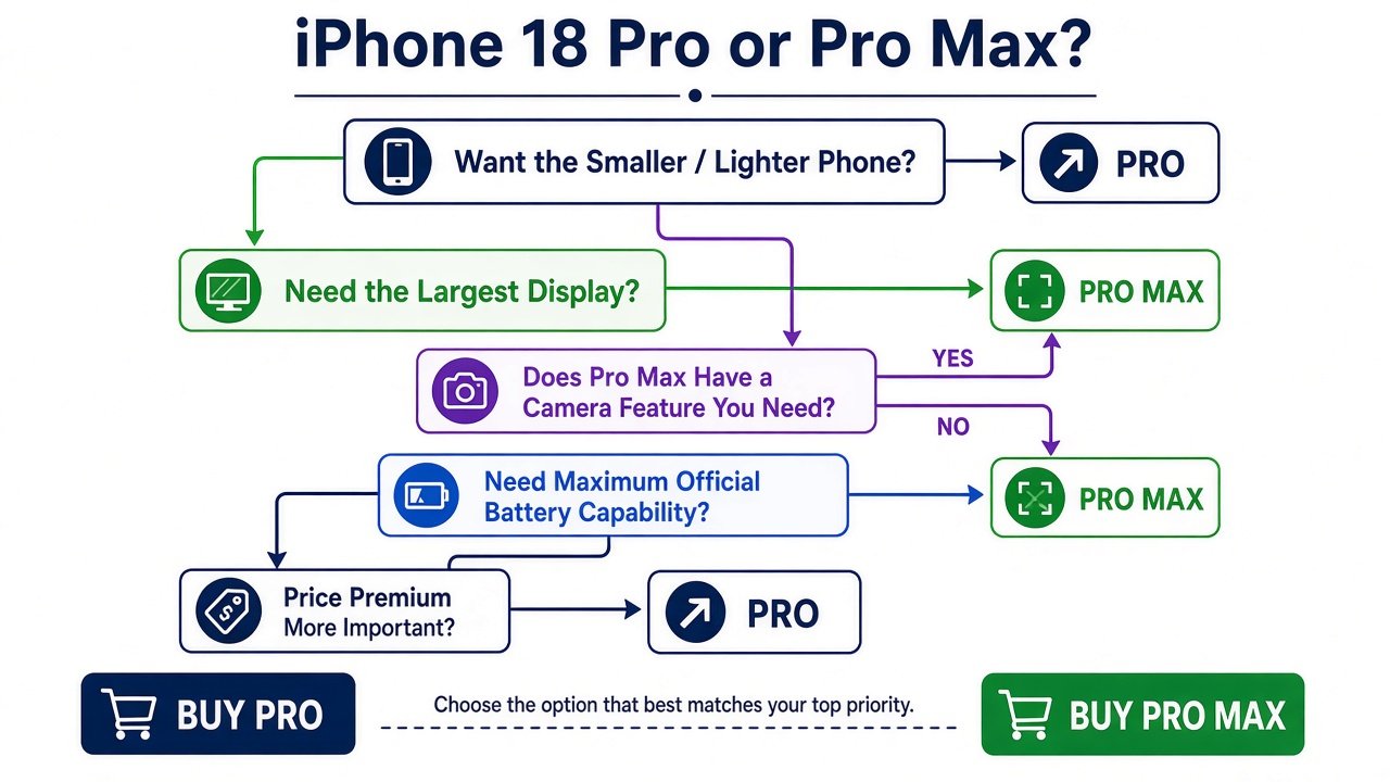 Decision flow: iPhone 18 Pro or Pro Max