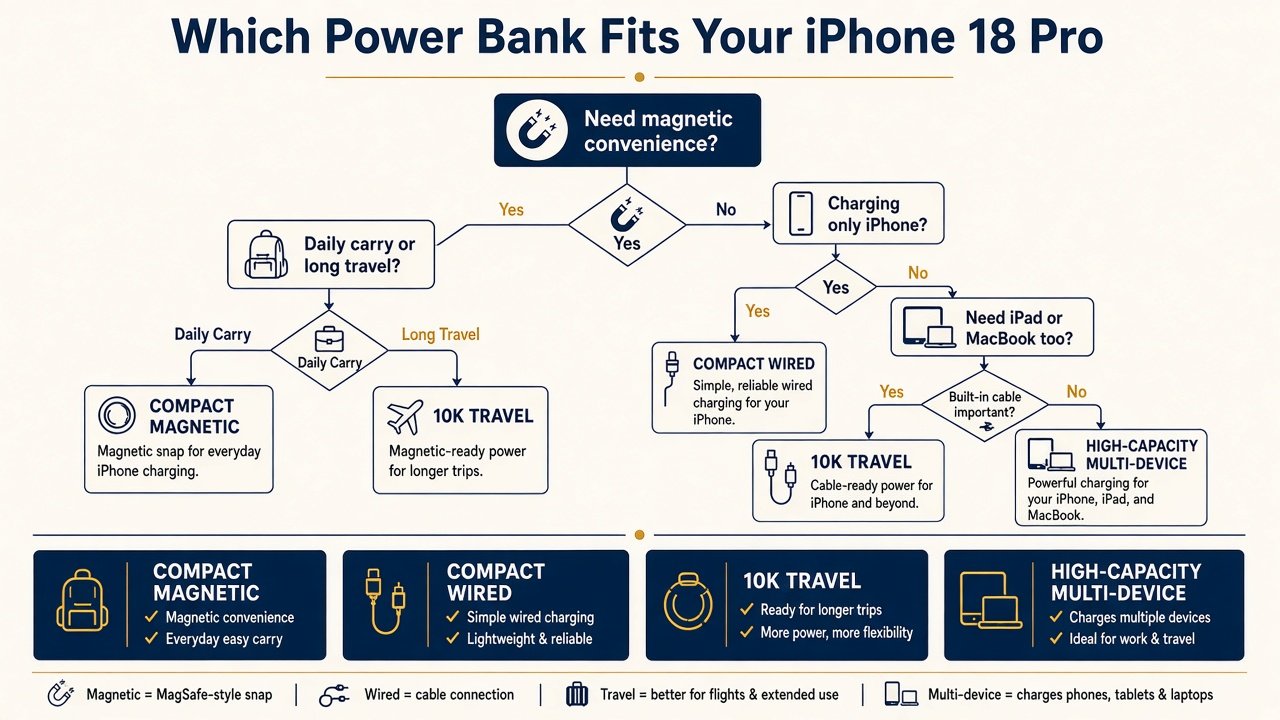 Decision flow: which power bank fits your iPhone 18 Pro