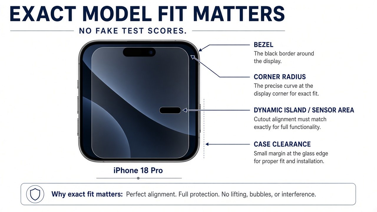 Bezel, corner radius, Dynamic Island, and case clearance