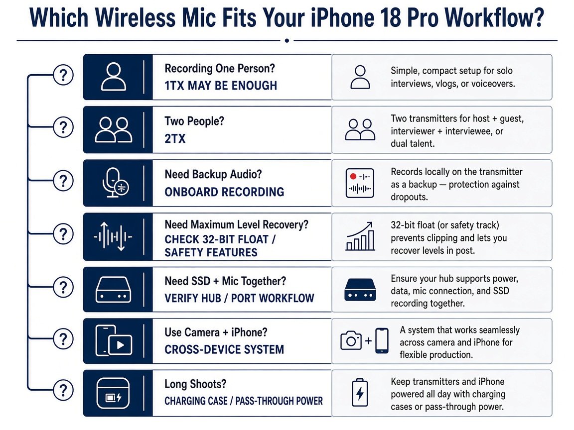 Which wireless mic fits an iPhone 18 Pro workflow