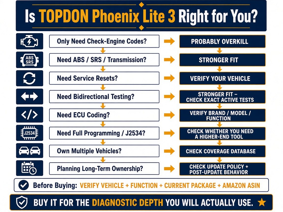 Decision infographic: is TOPDON Phoenix Lite 3 right for you