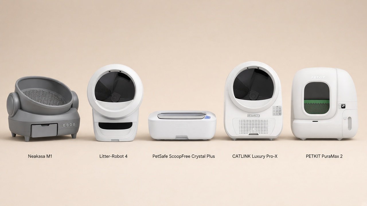 Five automatic litter boxes compared for large-cat openings