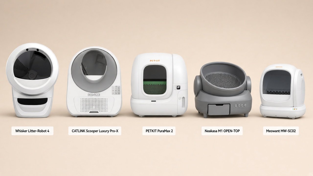 Five automatic litter boxes compared for multi-cat homes