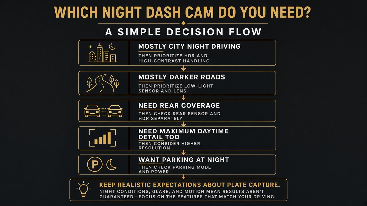 Which night dash cam do you need decision flow