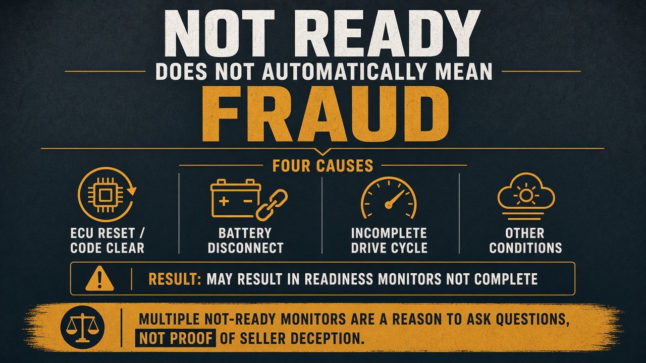 Graphic: not-ready monitors can follow a reset, battery disconnect, or incomplete drive cycle