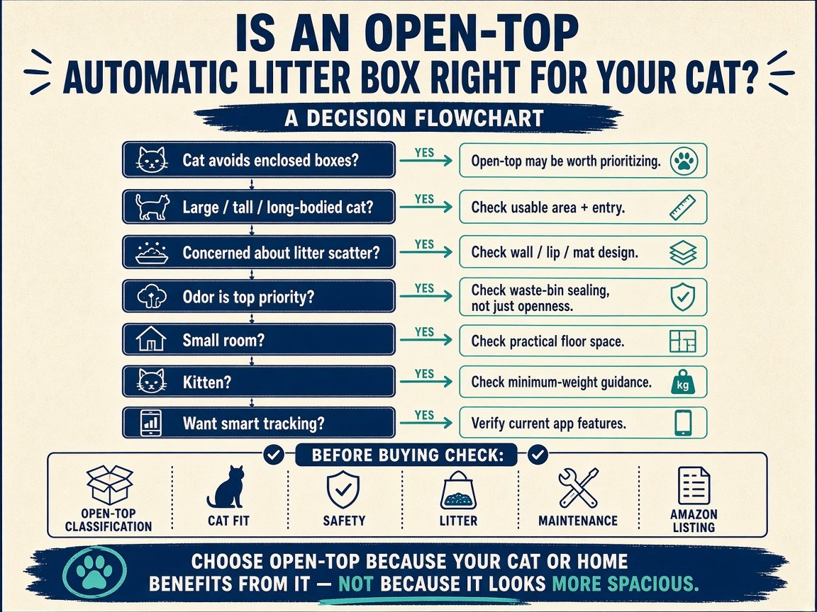 Decision infographic: is an open-top automatic litter box right for your cat?