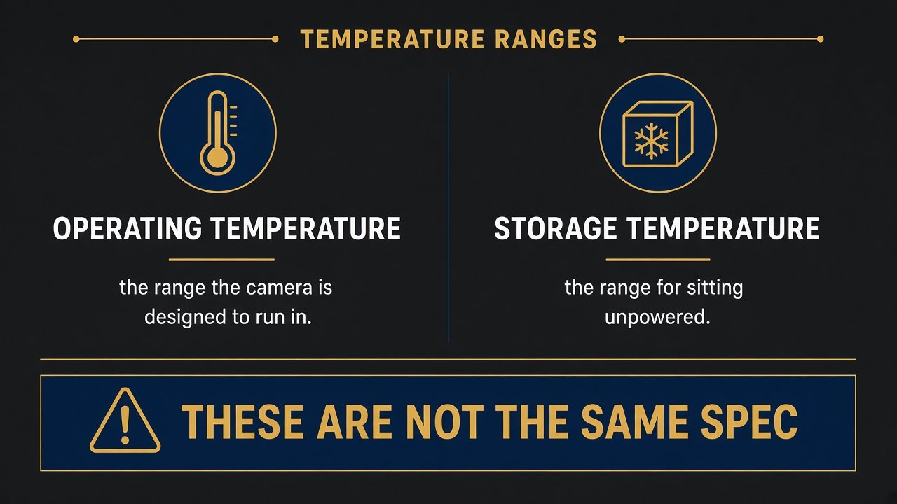 Operating temperature versus storage temperature are not the same spec