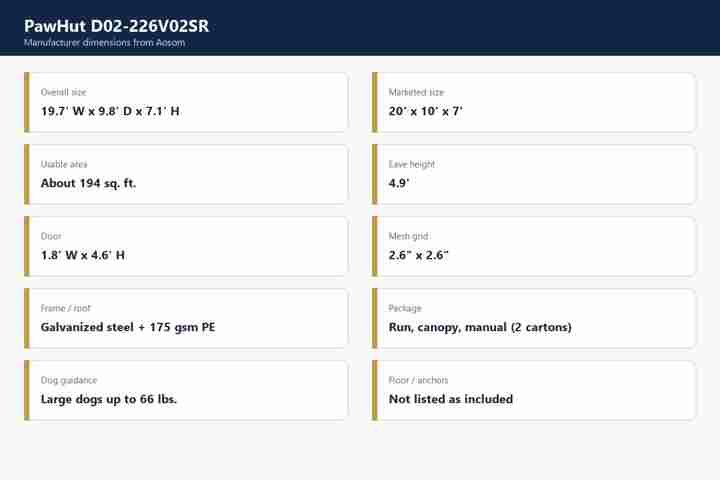 PawHut D02-226V02SR Aosom dimensions 19.7 by 9.8 by 7.1 feet and 194 square feet