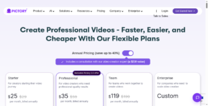 Pictory pricing plans
