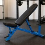 REP AB-3100 adjustable weight bench in metallic blue in a premium home gym