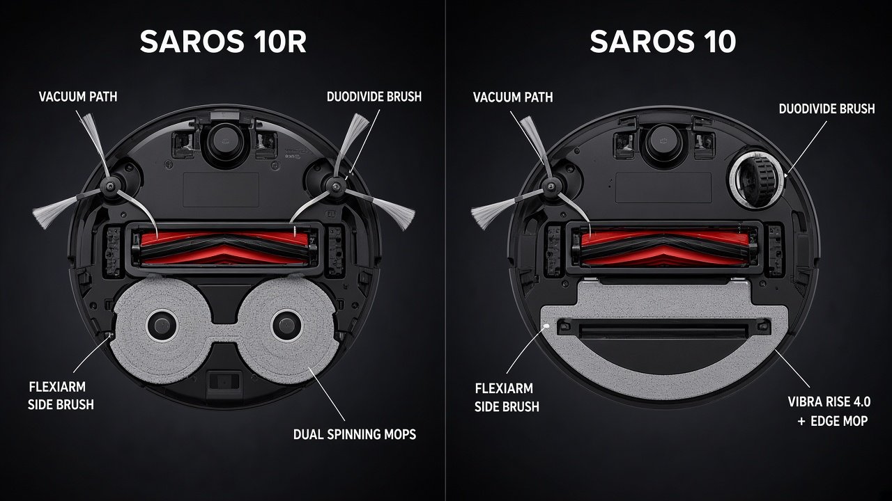 Brush and mop architecture comparison Saros 10R versus Saros 10