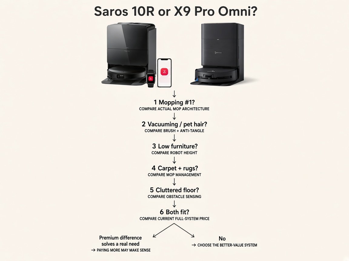 Decision flow choosing Saros 10R or X9 Pro Omni