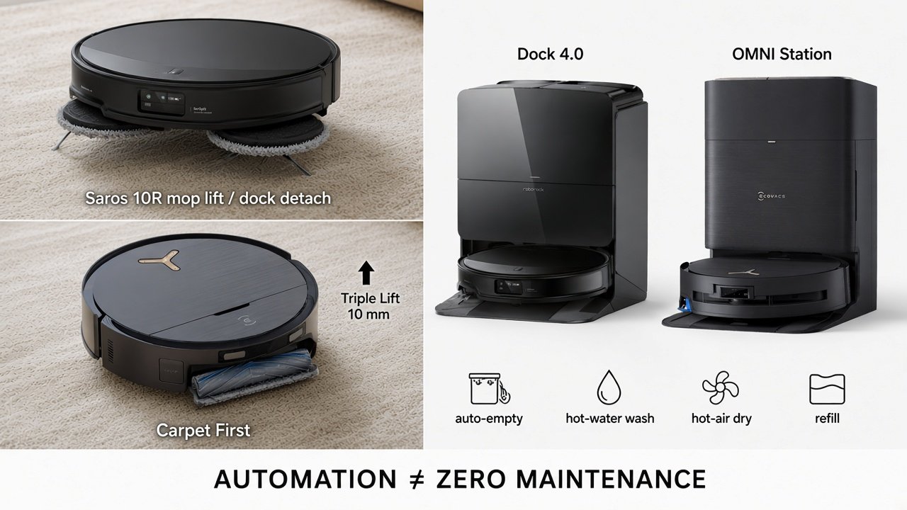 Carpet strategy and dock automation Saros 10R versus X9 Pro Omni