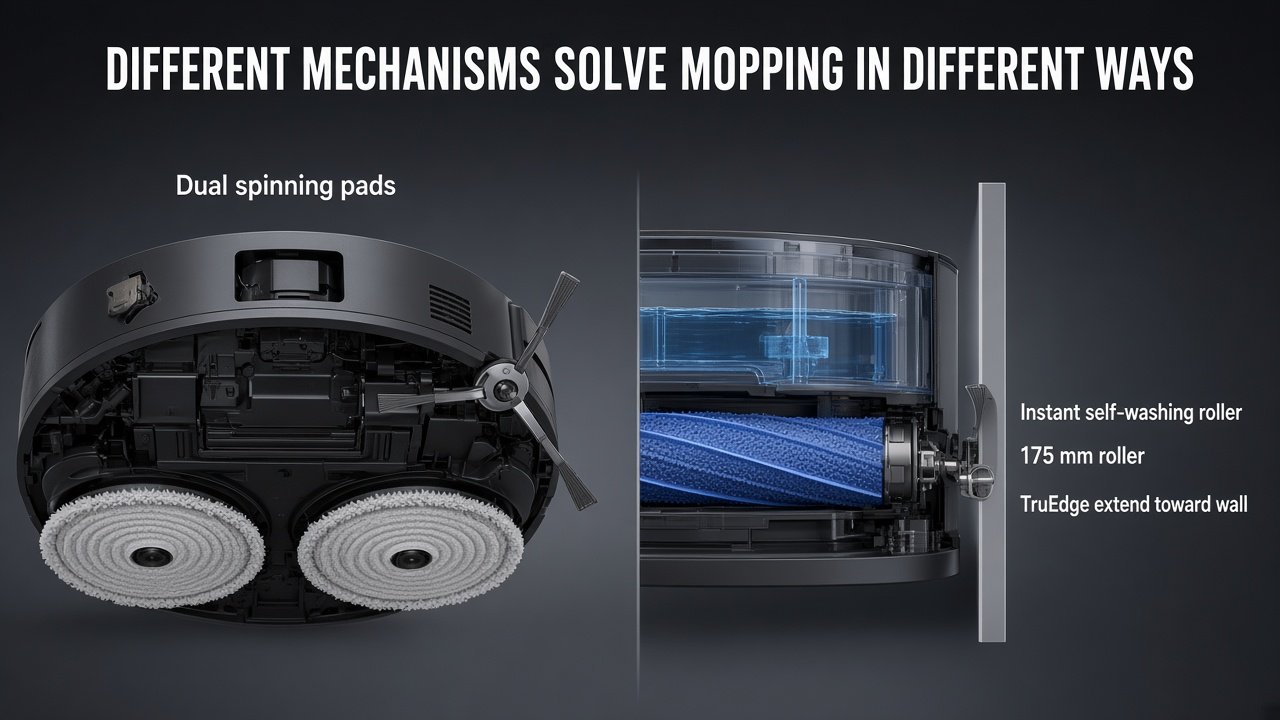 Dual spinning pads versus OZMO ROLLER mop architecture