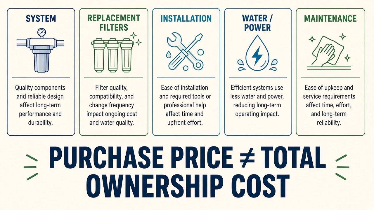 System plus replacement filters installation water power and maintenance