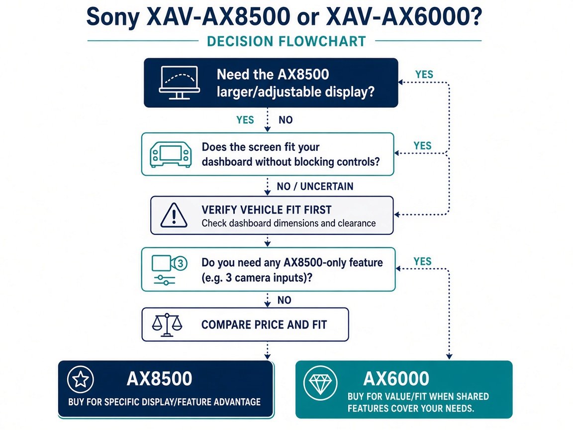 Decision flow: Sony XAV-AX8500 or XAV-AX6000