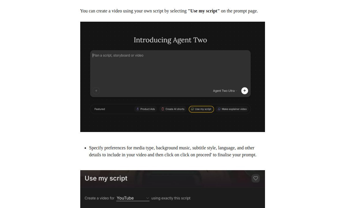 InVideo AI vertical video workflow showing current script, Create AI shorts chip, and Use my script controls
