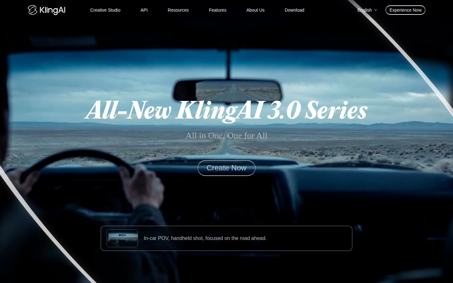 Kling AI direct generation interface showing the VIDEO 3.0 series entry
