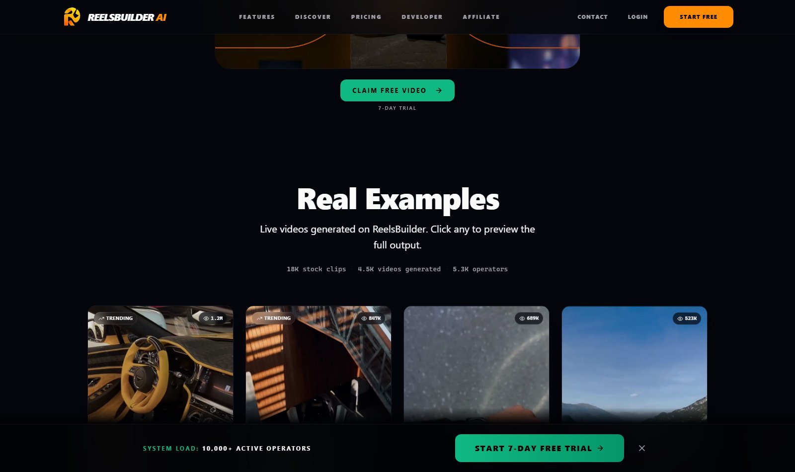 ReelsBuilder.ai Real Examples live videos generated on ReelsBuilder